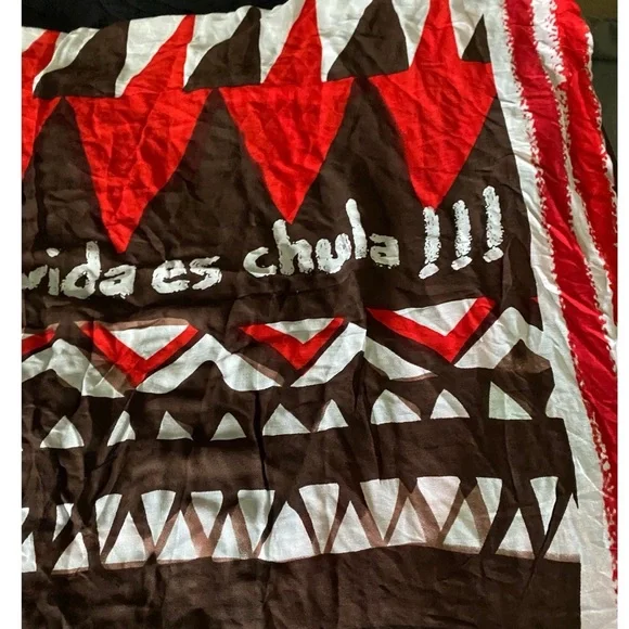 Desigual Foulard Soft Afrika Love Multicolor Graphic Raw Hem Large Limited Scarf